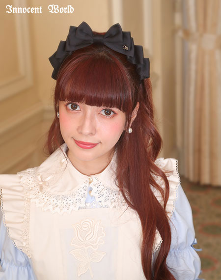 プレーンタックリボンカチューシャ　ショコラ Innocent World｜プレーンタックリボンカチューシャPlain Tuck