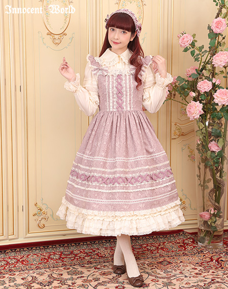 トワルドジュイ　ロココ調薔薇柄ジャンパースカート（再販）Toile de Jouy Rococo Style Rose Pattern Dress