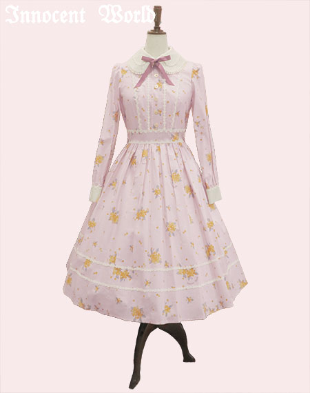 Innocent World 金木犀ドレス　ピンクパープル×生成り Innocent World オンラインショップ限定サンプル販売会
