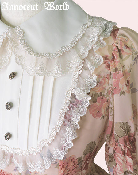 Innocent World｜ローズシフォン丸衿ドレスRose Chiffon Round Collar 