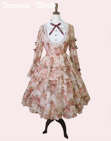 Innocent World|ローズシフォン丸衿ドレスRose Chiffon Round Innocent World|ローズシフォン丸衿ドレスRose Chiffon Round