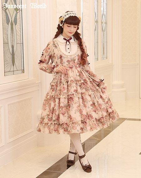 Innocent World｜ローズシフォン丸衿ドレスRose Chiffon Round Collar 