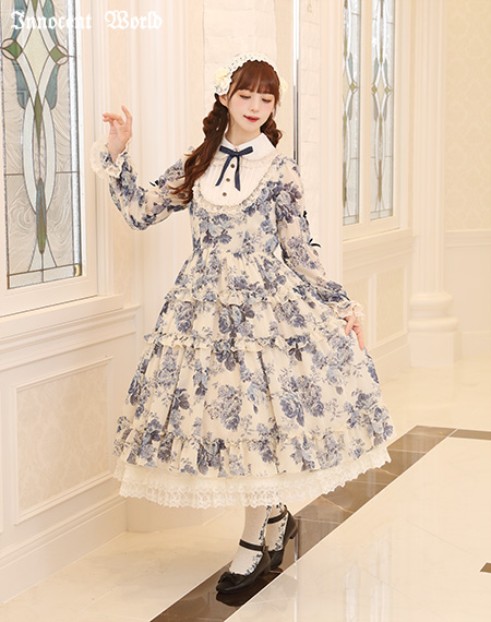 Innocent World｜ローズシフォン丸衿ドレスRose Chiffon Round Collar ...