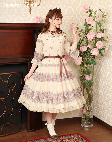 アンティークパンジーシフォンドレス（再販）Antique Pansy Chiffon Dress