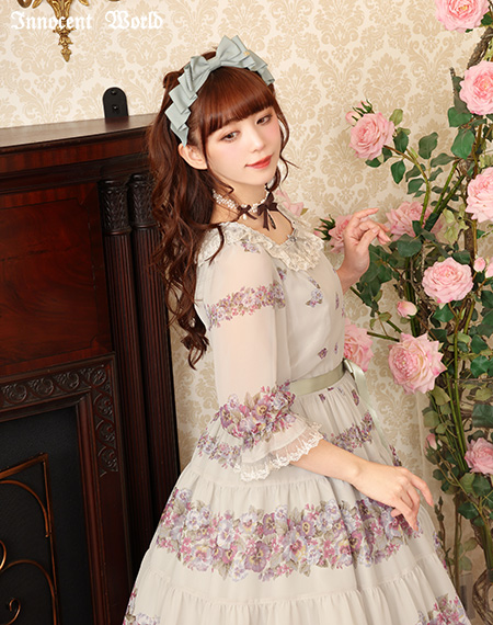 アンティークパンジーシフォンドレス（再販）Antique Pansy Chiffon Dress