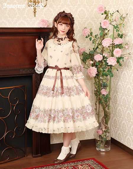 アンティークパンジーシフォンドレス（再販）Antique Pansy Chiffon Dress