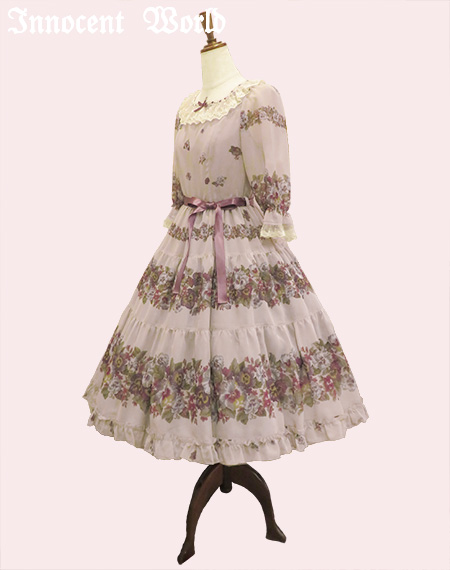 アンティークパンジーシフォンドレス（再販）Antique Pansy Chiffon Dress