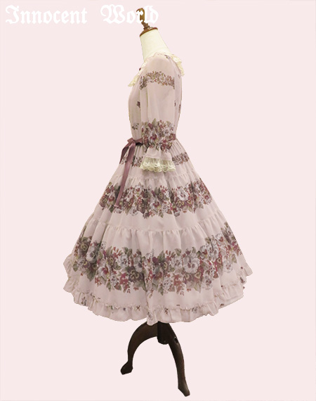 Innocent World｜アンティークパンジーシフォンドレス（再販）Antique Pansy Chiffon Dress