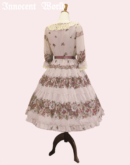 アンティークパンジーシフォンドレス（再販）Antique Pansy Chiffon Dress