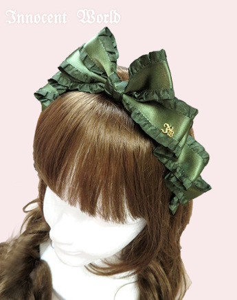 Innocent World リボン付きヘアバンド ダークグリーン Innocent World リボン付きヘアバンド ダークグリーン