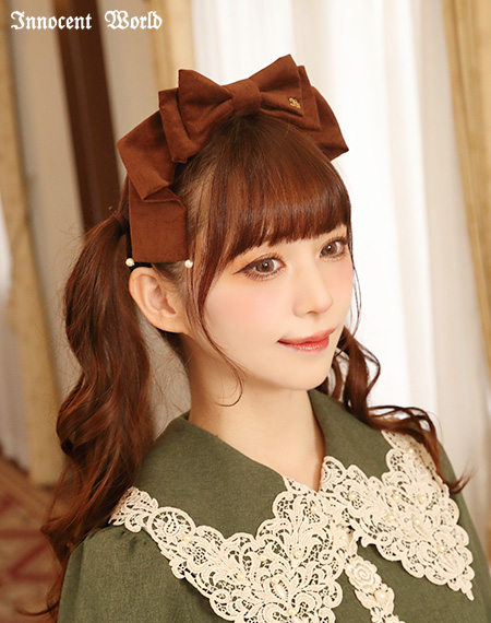 別珍パールリボンカチューシャ（再販）Velveteen Pearl Ribbon Headband（restock）