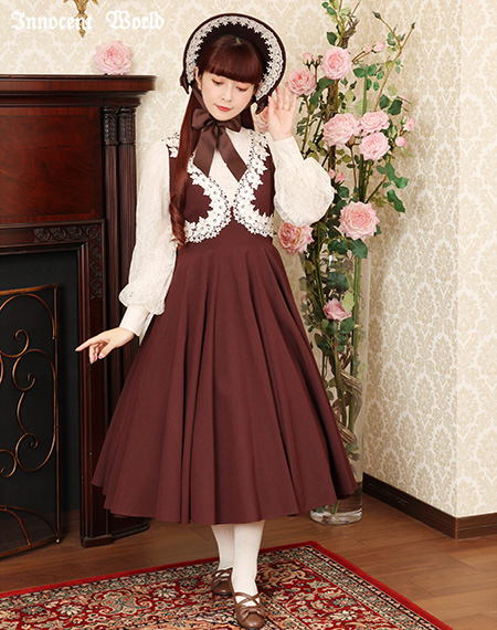 野薔薇レースワンピース♡ボルドー Innocent World｜野薔薇レースワンピース