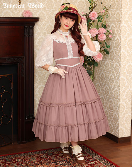 イノセントワールド　シャルロッテドレス　サックス×生成　Ｌ Innocent World｜シャルロッテドレス