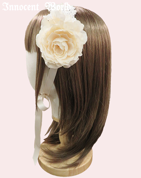 Innocent world ブラウン生成りレース造花ヘッドドレス　クラシカル Innocent World｜フルールヘッドドレス(新色)(受注生産)(ご予約)