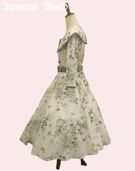 イノセントワールド　パンジー柄ワンピース　グリーン　新品 Innocent World｜セシルワンピース（新色）Cecil dress(New color)
