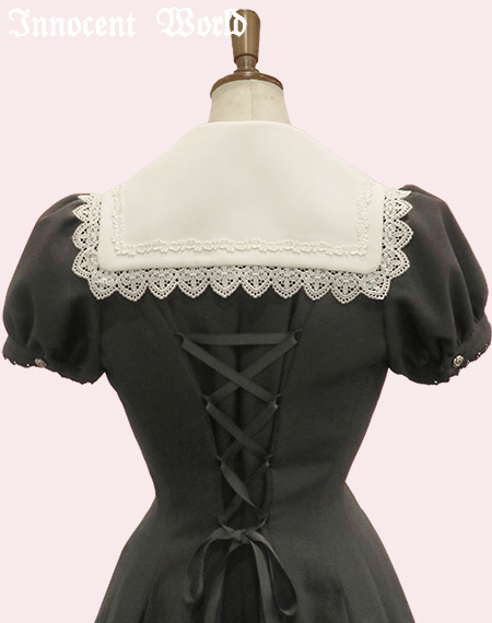 Innocent World リバイバル聖歌隊フレアーワンピース ブラック Innocent World｜ハートレースワンピース（再販）Heart Lace Dress