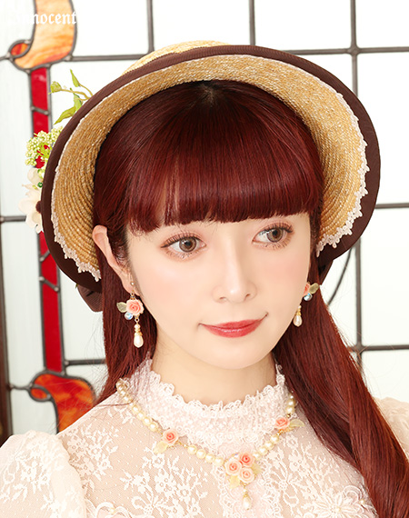 イノセントワールド　薔薇とパールのピアス イエロー Innocent World｜薔薇とパールのイヤリングとピアス