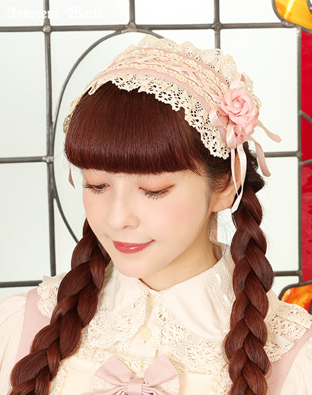 イノセントワールド　黒✖️白レース　クロスリボンのヘッドドレス Innocent World｜クロスリボンヘッドドレス(再販・新色)(受注