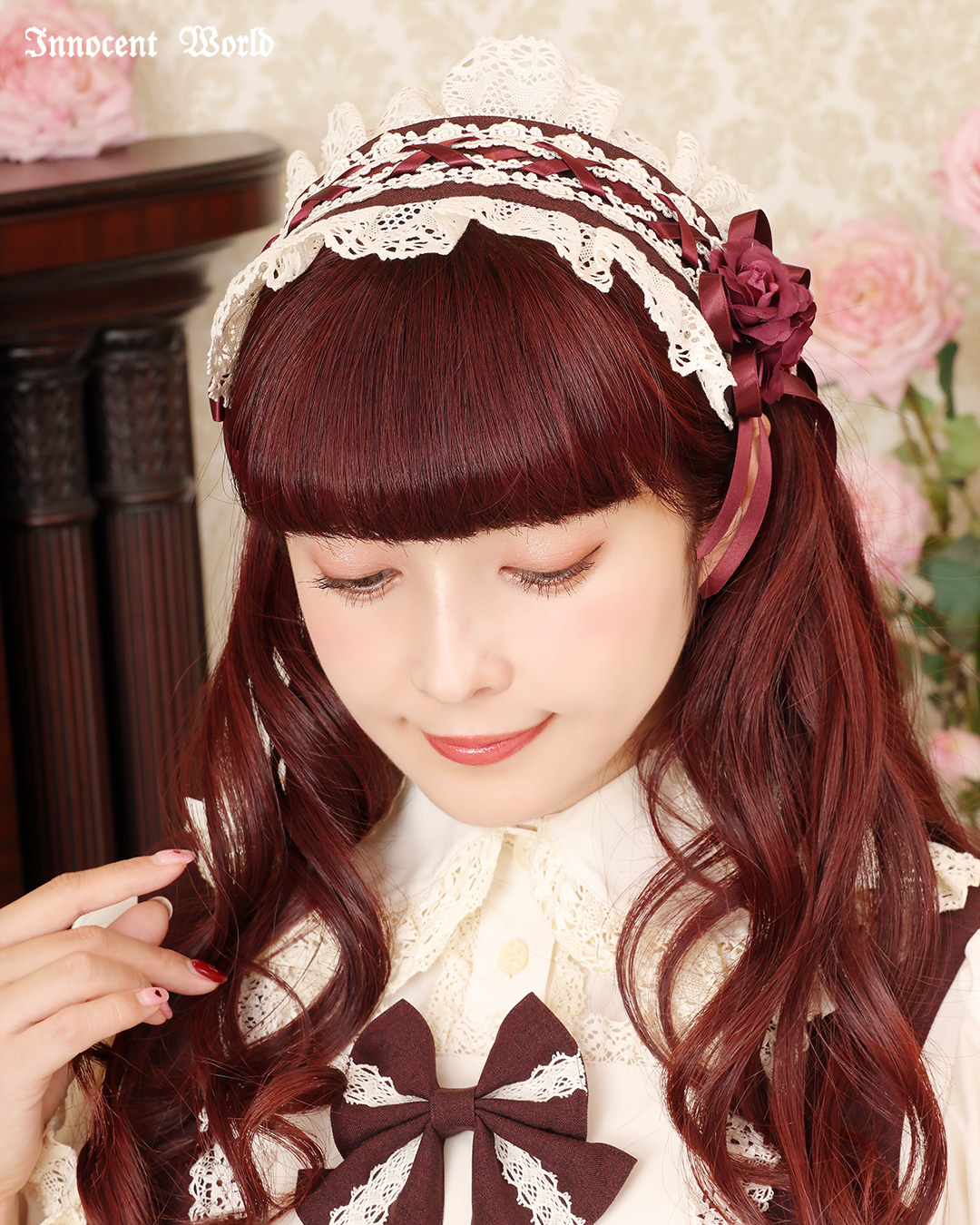 innocentWorld イノワ ヘッドドレス ボルドー Innocent World｜クロスリボンヘッドドレス(再販・新色)(受注