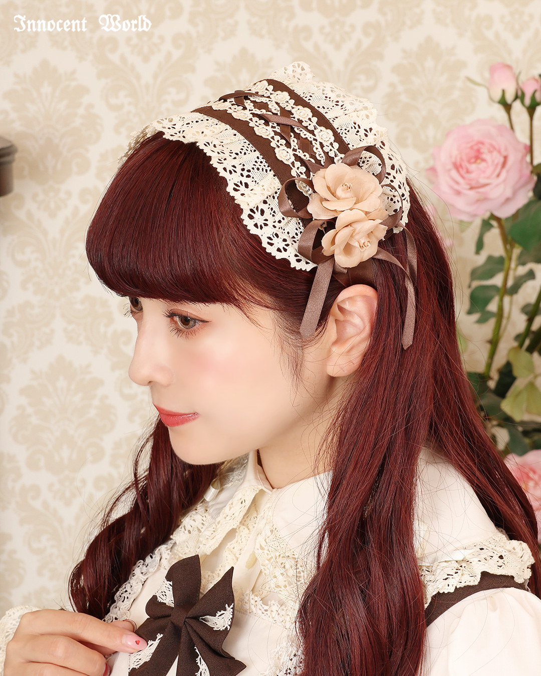 【新品未使用品】Innocent World 英国の花園ヘッドドレス　生成 Innocent World｜エレーヌローズヘッドドレス
