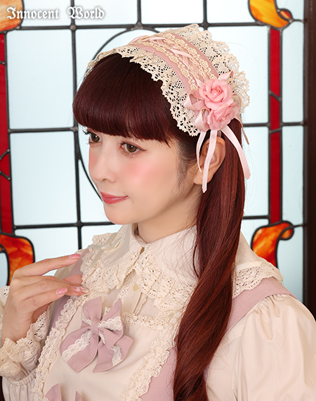 イノセントワールド　フルールヘッドドレス　新色　ショコラ×ピンク Innocent World｜フルールヘッドドレス(新色)