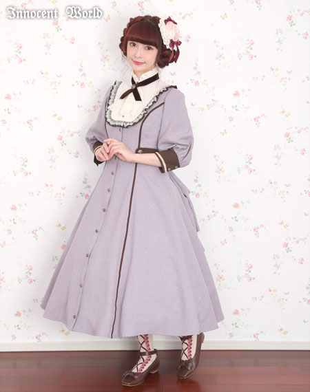 フルールバッスルドレス（長袖）　アイボリー×ショコラ Innocent World｜フルールバッスルドレス（長袖）(再販・新色