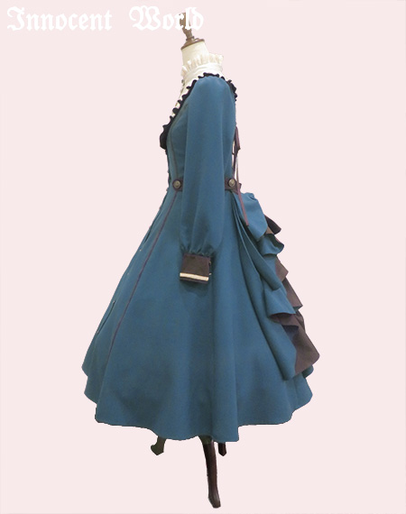 茉*❁様 フルールバッスルドレス ブルー×ショコラ Innocent World Innocent World｜フルールバッスルドレス（長袖）(再販・新色)(受注