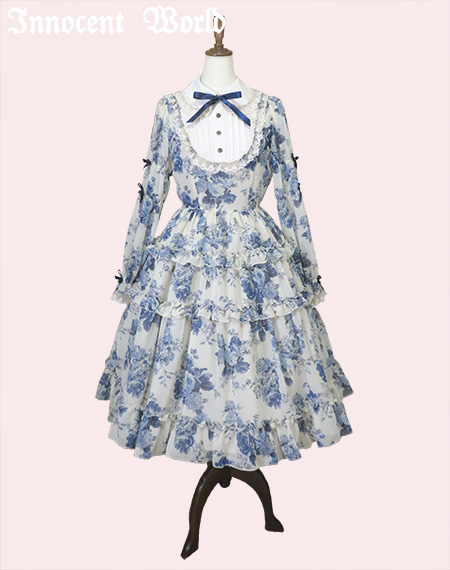 Innocent World｜ローズシフォン丸衿ドレス(再販)(受注生産)(ご予約)